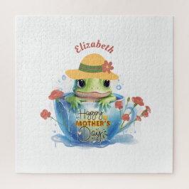 Happy Mother's Day Frog and Hat in a Teacup ジグソーパズル