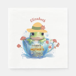 Happy Mother's Day Frog and Hat in a Teacup スタンダードランチョンナプキン