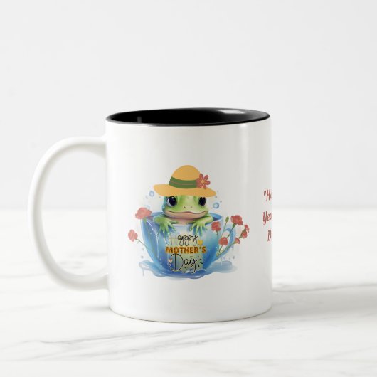 Happy Mother's Day Frog and Hat in a Teacup ツートーンマグカップ (左)