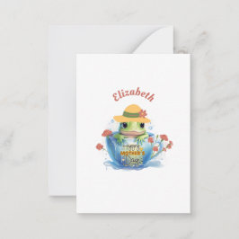 Happy Mother's Day Frog and Hat in a Teacup ノートカード