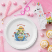 Happy Mother's Day Frog and Hat in a Teacup ペーパープレート (パーティー)