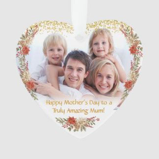Happy Mothers Day Gift Family Photo Heart Ornament オーナメント