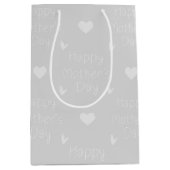 Happy Mother's day gray script ミディアムペーパーバッグ (正面)