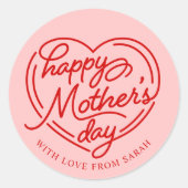 Happy Mother's Day Heart Custom ラウンドシール (正面)