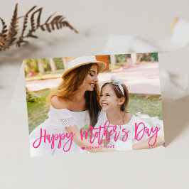 Happy Mother's Day Hot Pinkスクリプトフォト カード