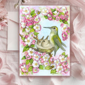 Happy Mothers Day Hummingbird Pink Blossoms カード