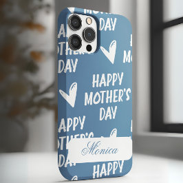 Happy Mother's Day in blue background名前をカスタムする iPhone 11 ケース