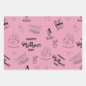 Happy Mothers Day Line Art Collage 2025 ラッピングペーパーシート (正面3)
