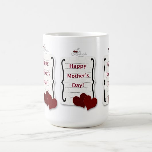 Happy Mother's Day Love Notesとハート コーヒーマグカップ (中央)