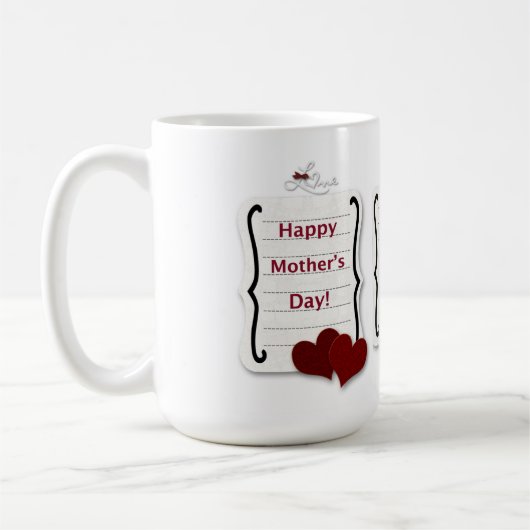 Happy Mother's Day Love Notesとハート コーヒーマグカップ (左)