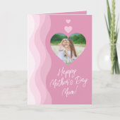 Happy Mother's Day MOMピンクモダンハート写真 シーズンカード (正面)