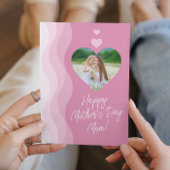 Happy Mother's Day MOMピンクモダンハート写真 シーズンカード