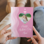 Happy Mother's Day MOMピンクモダンハート写真 シーズンカード