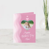 Happy Mother's Day MOMピンクモダンハート写真 シーズンカード (正面)