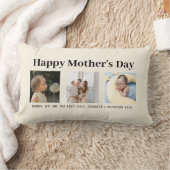 Happy Mother's Day Mom Biege Script Photo Keepsake ランバークッション (ブランケット)