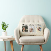 Happy Mother's Day Mom Biege Script Photo Keepsake ランバークッション (椅子)