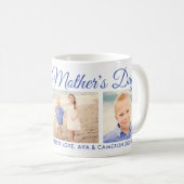 Happy Mother's Day Mom Blue Scriptフォトコラージュ コーヒーマグカップ (正面右)