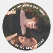 Happy Mother's Day Mom-My Friend最高ののカスタム写真 ラウンドシール (正面)
