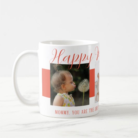 Happy Mother's Day Mom Pink Script with 3枚 コーヒーマグカップ (左)