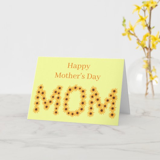 Happy Mother's Day Mom, Sunflower word cards カード (黄色い花)