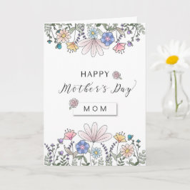 Happy Mother's Day MOM with Water color Flowers カード