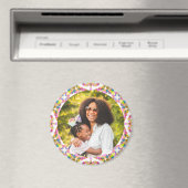 Happy Mother's Day Mommommy Pink Green Gift Photo マグネット (インサイチュ (食洗機))