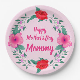 Happy Mother's Day Mommy - 名前を変更 ママ ペーパープレート