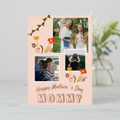 Happy Mother's Day Mommy Flower 3写真金ゴールド 箔シーズンカード (立ち正面)