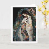 Happy Mother's Day Mother and Child 絵画. カード (黄色い花)