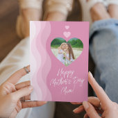 Happy Mother's Day MUMピンクモダンハート写真 シーズンカード