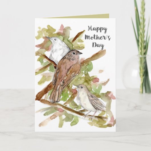 Happy Mother's Day Nightingale Birds in Tree  カード (正面)