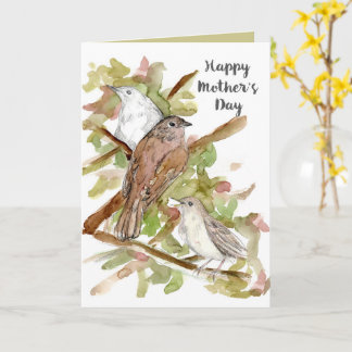 Happy Mother's Day Nightingale Birds in Tree  カード