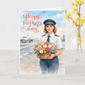 Happy Mother's Day on the runway for pilot カード (黄色い花)