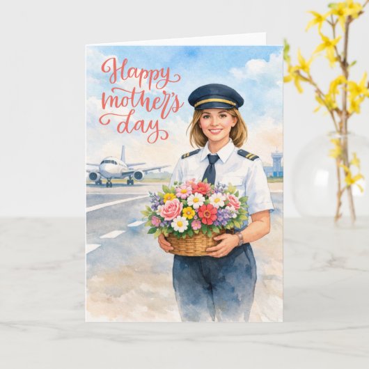 Happy Mother's Day on the runway for pilot カード (黄色い花)