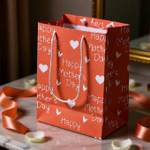 Happy Mother's day orange script ミディアムペーパーバッグ