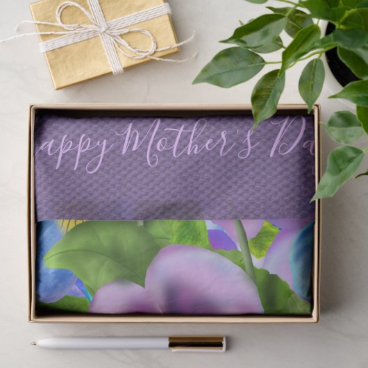 Happy Mother's Day Pansy Violet Flowers Watercolor 薄葉紙 (ギフト)