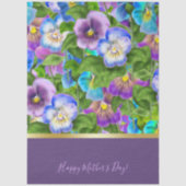 Happy Mother's Day Pansy Violet Flowers Watercolor 薄葉紙 (正面)