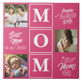 Happy Mother's Day Personalize Photo Collage文字。 タイル