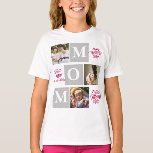 Happy Mother's Day Personalize Photo Collage文字。 Tシャツ (正面)