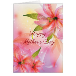 Happy Mother's Day Pinkフローラ5 x 7カード