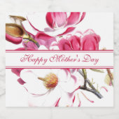 Happy Mother's Day Pinkフローラ スパークリングワインラベル (シングルラベル)