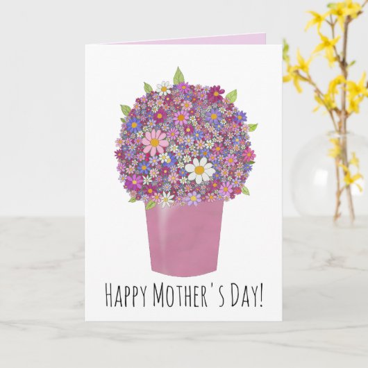 Happy Mother's Day Pink花束» カード (黄色い花)