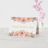 Happy Mother's Day Pink flowers写真金ゴールド 箔シーズンカード (蘭)