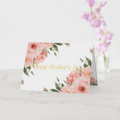 Happy Mother's Day Pink flowers写真金ゴールド 箔シーズンカード (蘭)