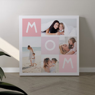 Happy Mothers Day Pink Mom モダン Photo数々の Grid キャンバスプリント