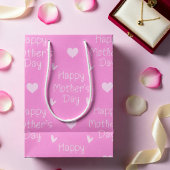 Happy Mother's day pink script ミディアムペーパーバッグ