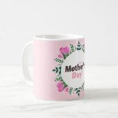 Happy Mother's Day  Pink Tulips  コーヒーマグカップ (正面左)