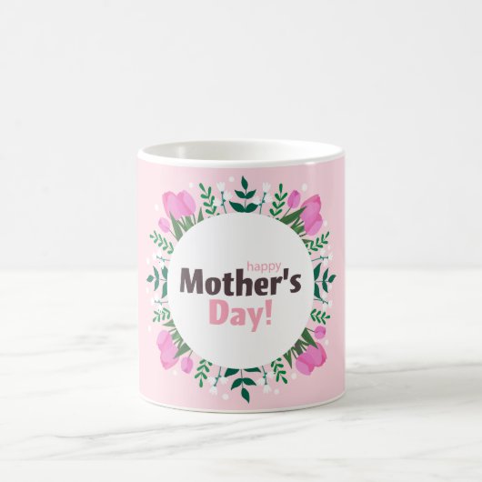 Happy Mother's Day  Pink Tulips  コーヒーマグカップ (中央)