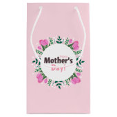 Happy Mother's Day Pink Tulips スモールペーパーバッグ (裏面)