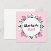 Happy Mother's Day Pink Tulips Flat シーズンカード (正面/裏面)